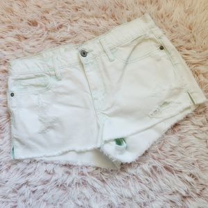 🍂 | Mint Green Distressed Shorts